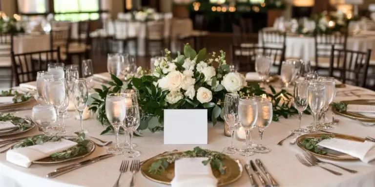 A picture of a table setting and reserved seating